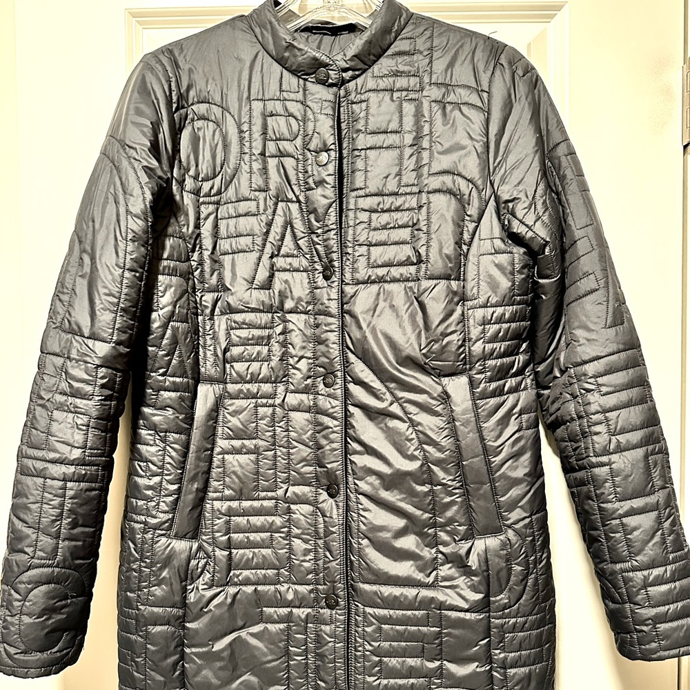 North Face relaxed fit thigh length black snap up jacket